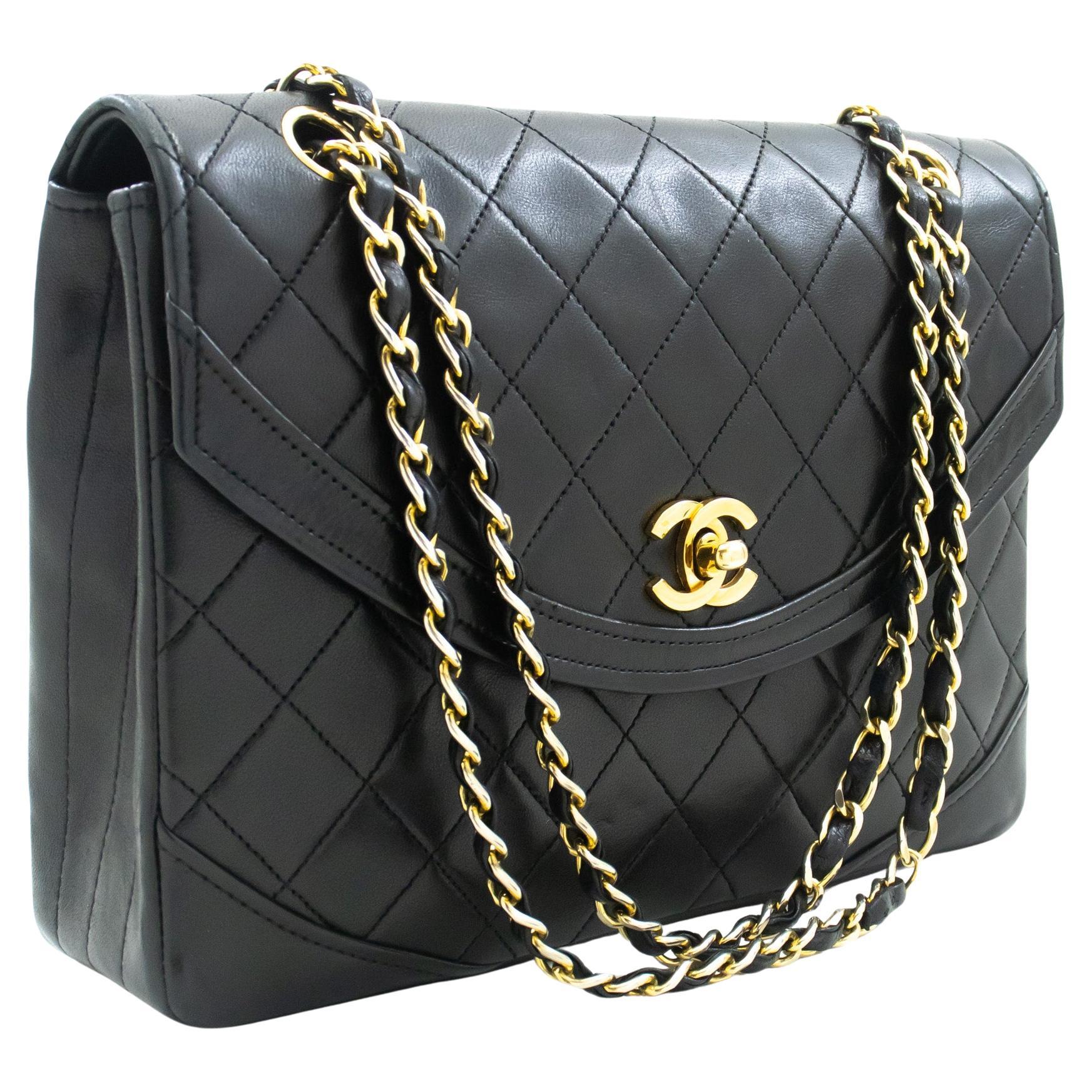 CHANEL Half Moon Chain Shoulder Crossbody Bag Black Flap Quilted For Sale