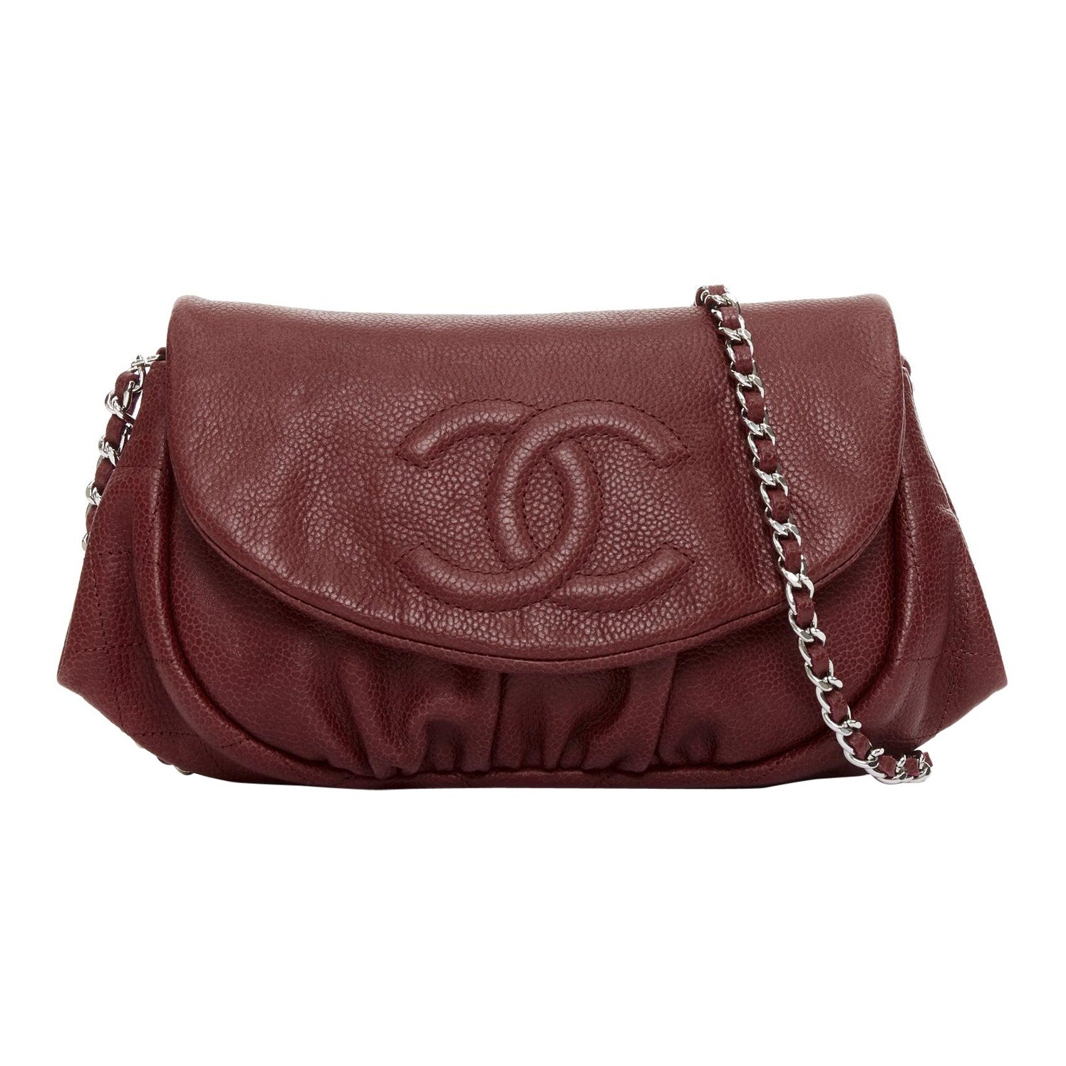 CHANEL Half Moon rot Kaviar Leder CC gesteppt Klappe Crossbody WOC Tasche im Angebot