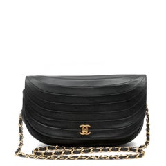 Chanel Half Moon Single Flap Bag Black w GH