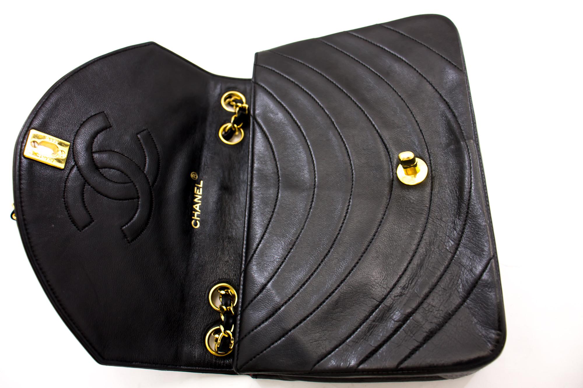 CHANEL Half Moon Vintage Chain Shoulder Bag Black Flap Quilted For Sale 3