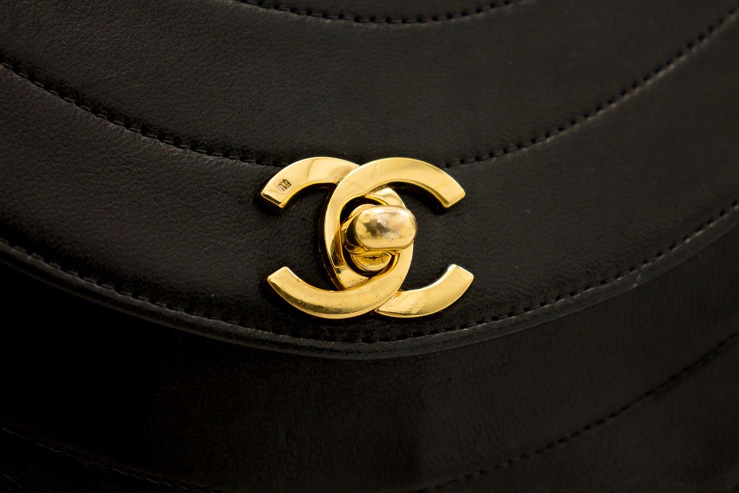 CHANEL Half Moon Vintage Chain Shoulder Bag Black Flap Quilted For Sale 5