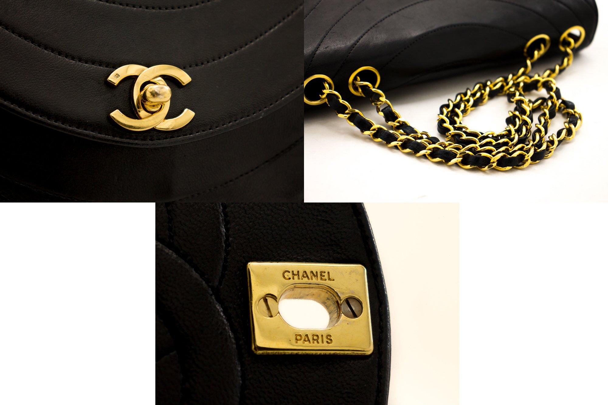Women's CHANEL Half Moon Vintage Chain Shoulder Bag Black Flap Quilted For Sale