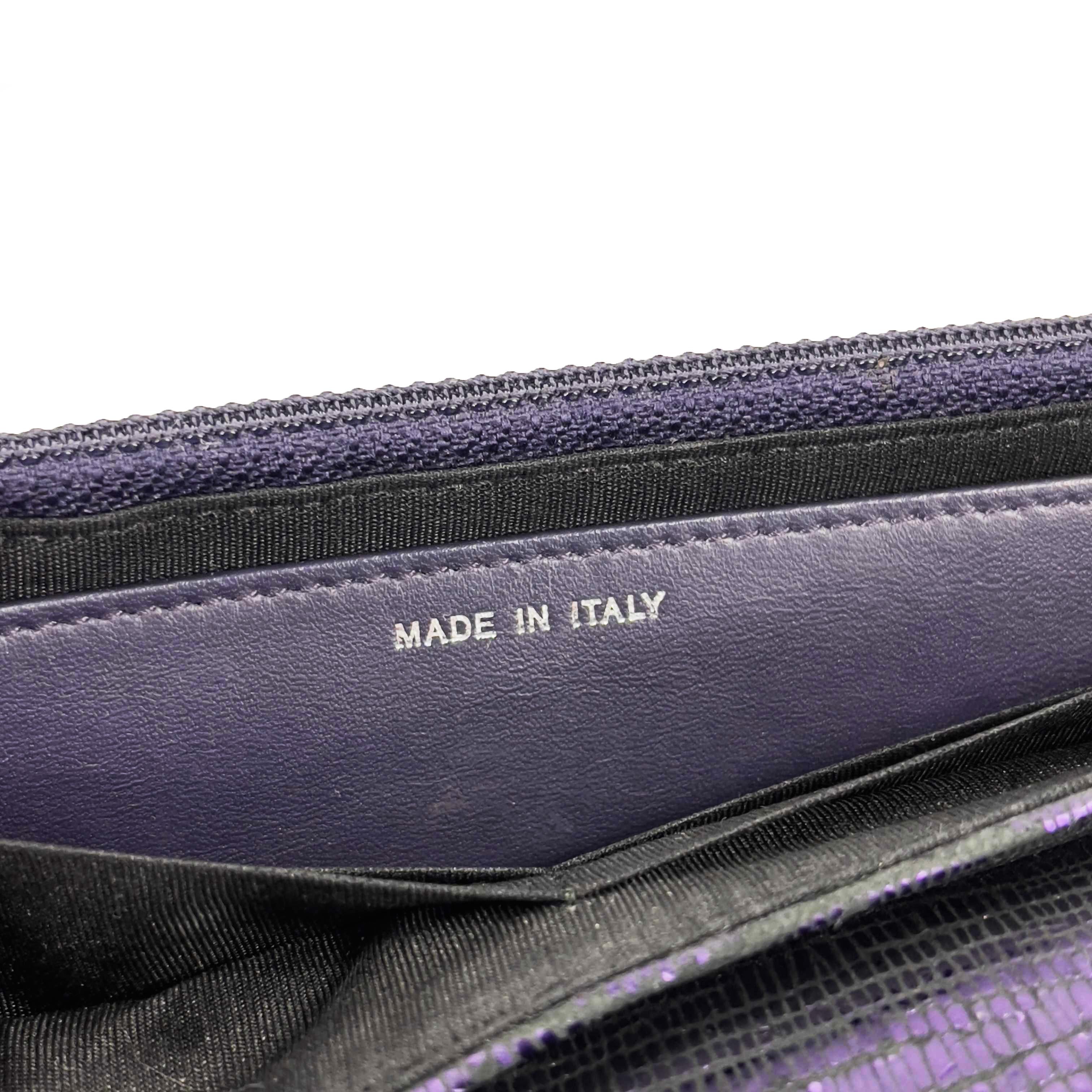 CHANEL- Half Moon Wallet on Chain Iridescent Purple Leather / Silver Crossbody 4