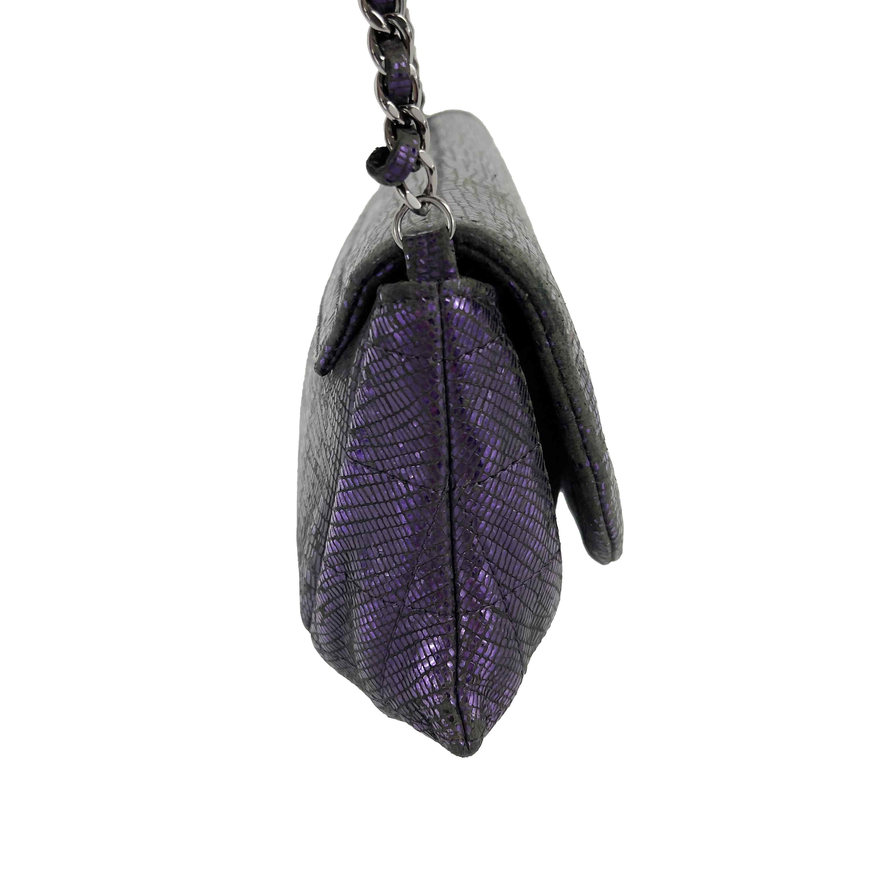 CHANEL- Half Moon Wallet on Chain Iridescent Purple Leather / Silver Crossbody 2