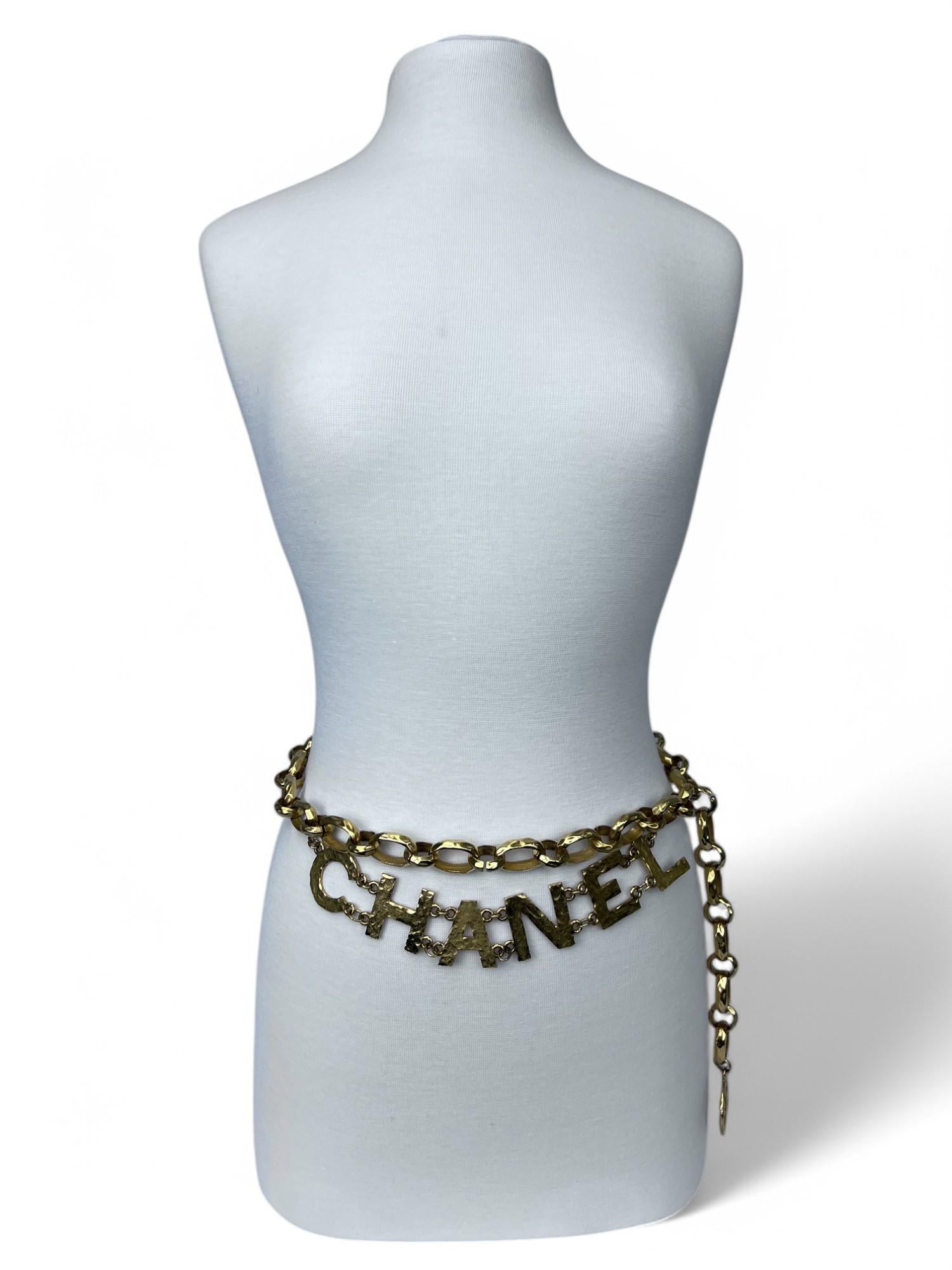 A bold and timeless set from Karl Lagerfeld for Chanel, this belt and bracelet duo from the Spring/Summer 1993 collection is a true statement of vintage Chanel sophistication. Designed by Victoire de Castellane, both pieces feature 24K gold-plated