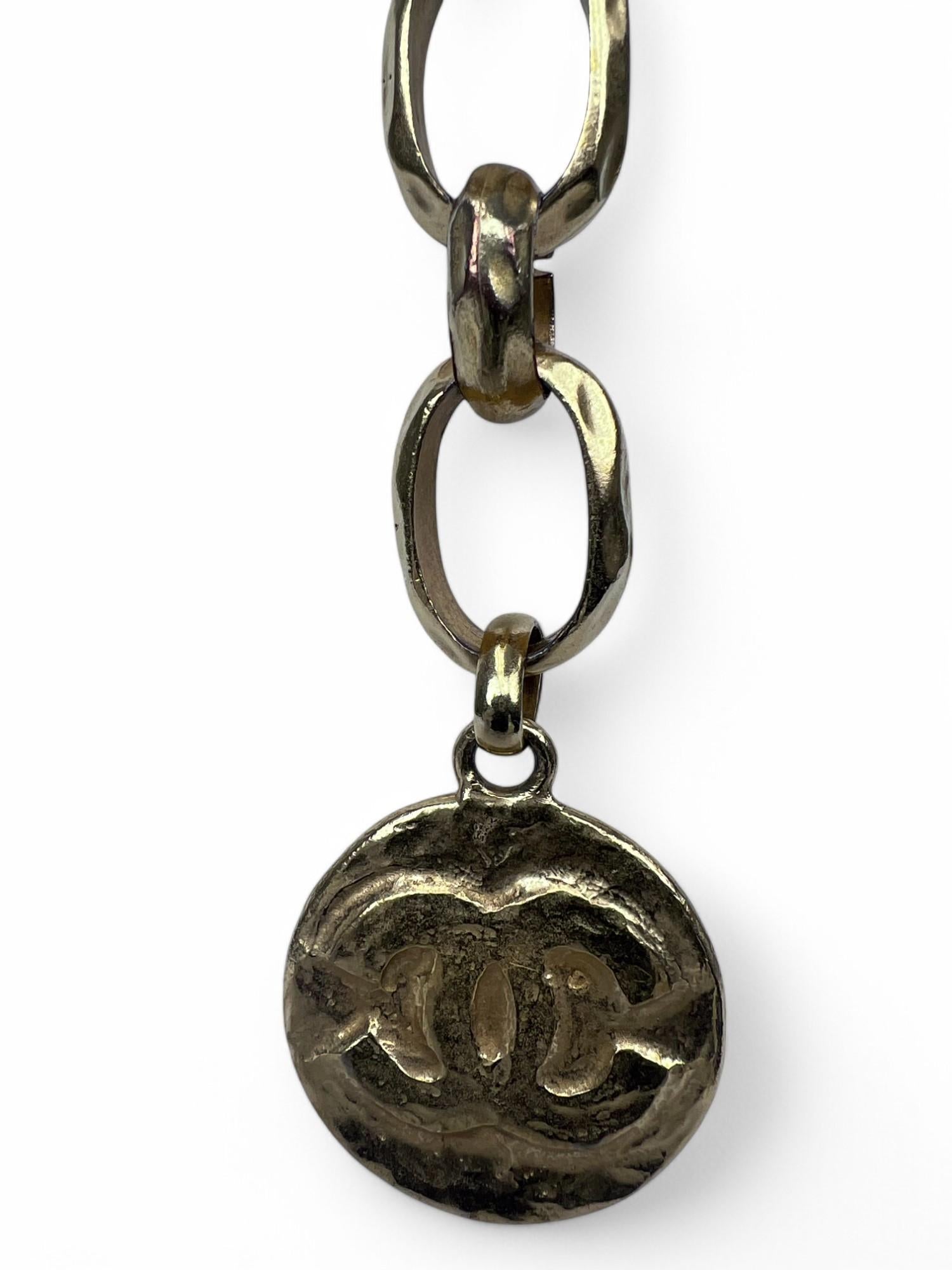 Women's Chanel 1993 Hammered Logo Chain Belt/Necklace For Sale