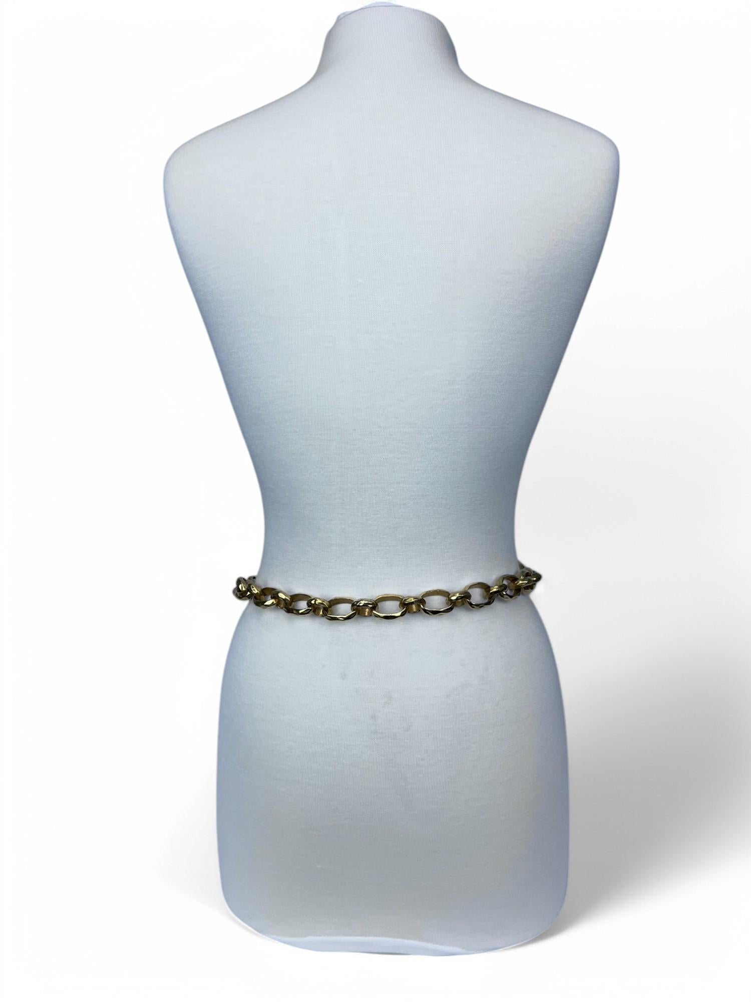 Chanel 1993 Hammered Logo Chain Belt/Necklace For Sale 1
