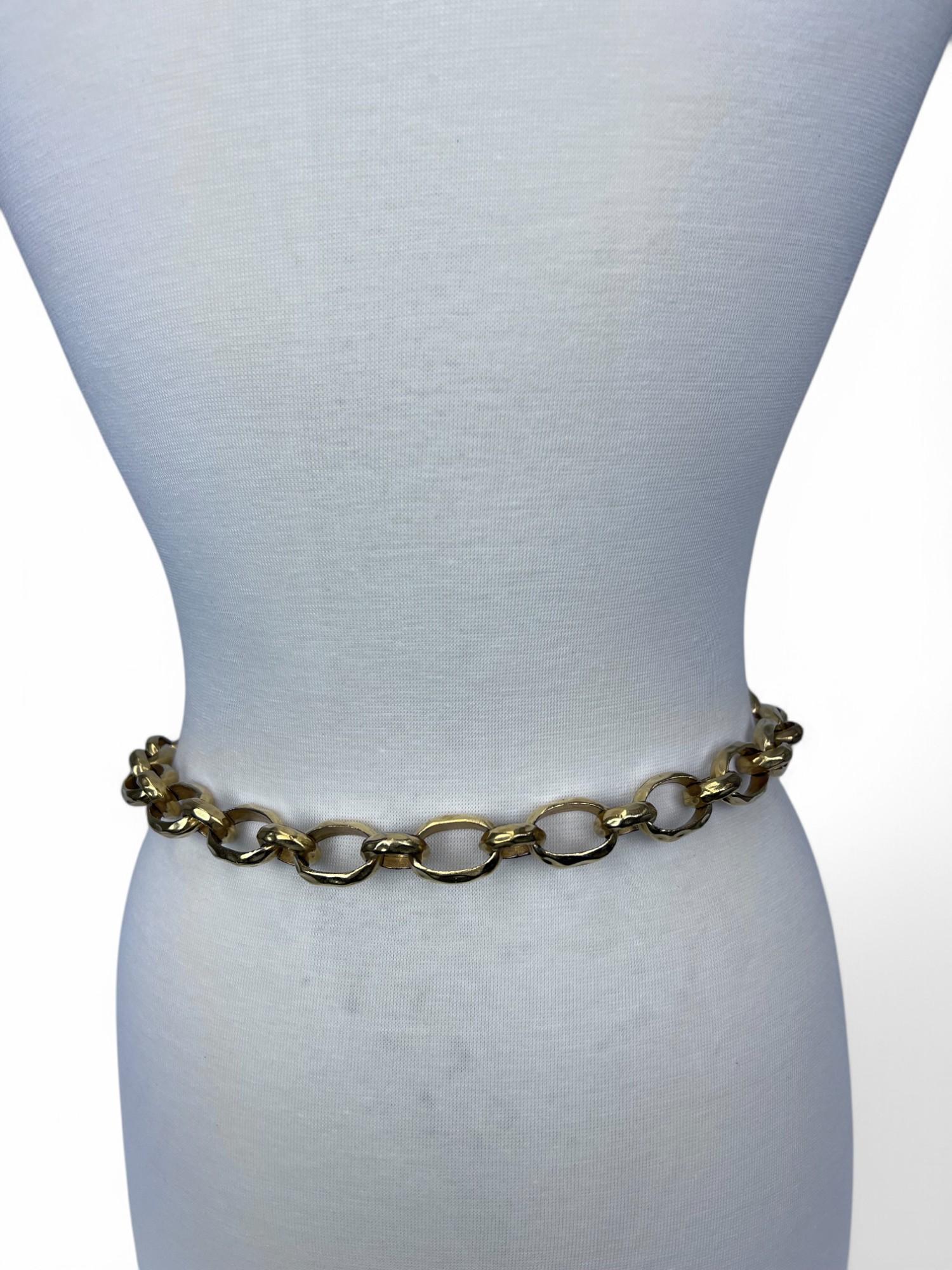 Chanel 1993 Hammered Logo Chain Belt/Necklace For Sale 2