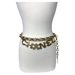 Vintage Chanel 1993 Hammered Logo Chain Belt/Necklace