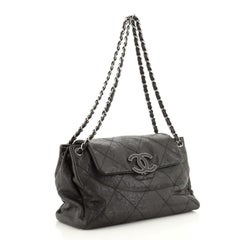 Chanel Hamptons Accordion Flap Tote Quilted Calfskin Large