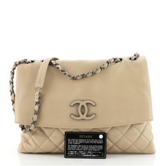 Chanel Hamptons Foldover Flap Bag Quilted Calfskin Medium