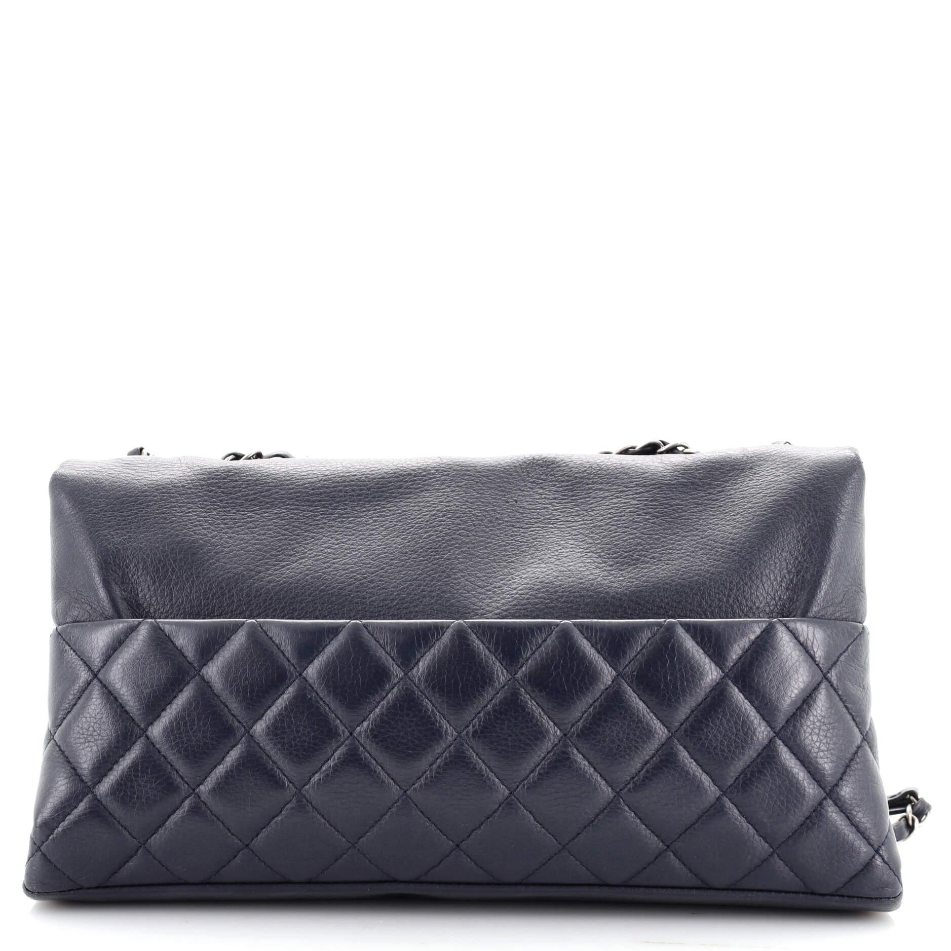 Chanel Hamptons Foldover Flap Bag Quilted Calfskin Medium In Good Condition In NY, NY
