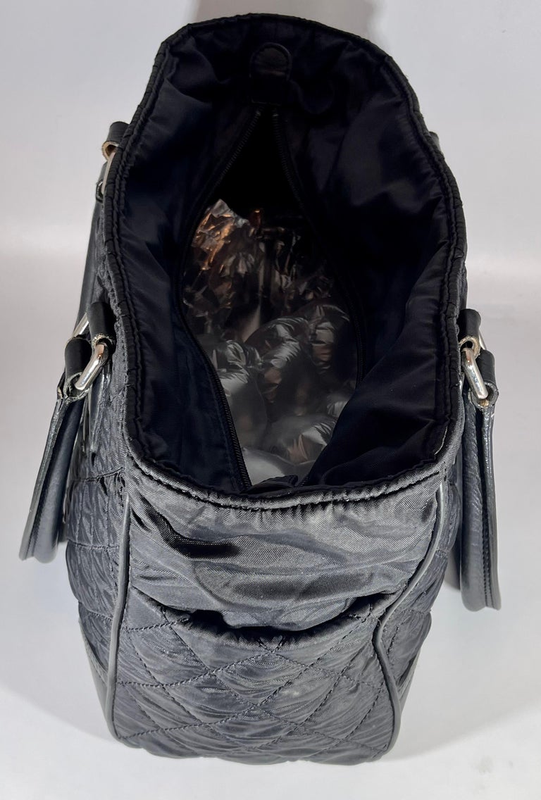 Chanel Hand Bag easy to use Black Jacquard Ladies Nylon Travel Line