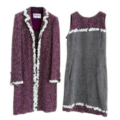 CHANEL Sequin Embellished Tweed Coat and Dress Suit
