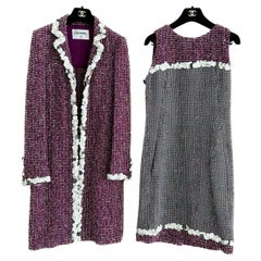 Chanel Hand Embellished Tweed Coat and Dress Set