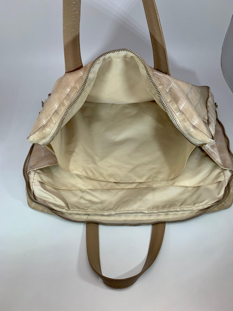 Chanel Handbag Bag New travel line Beige Nylon Jacquard Authentic Pre ...