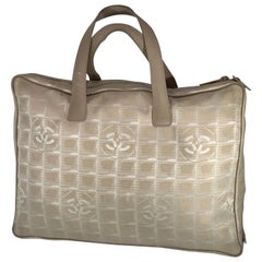 Chanel Handbag Bag New travel line Beige Nylon Jacquard Authentic Pre-Loved