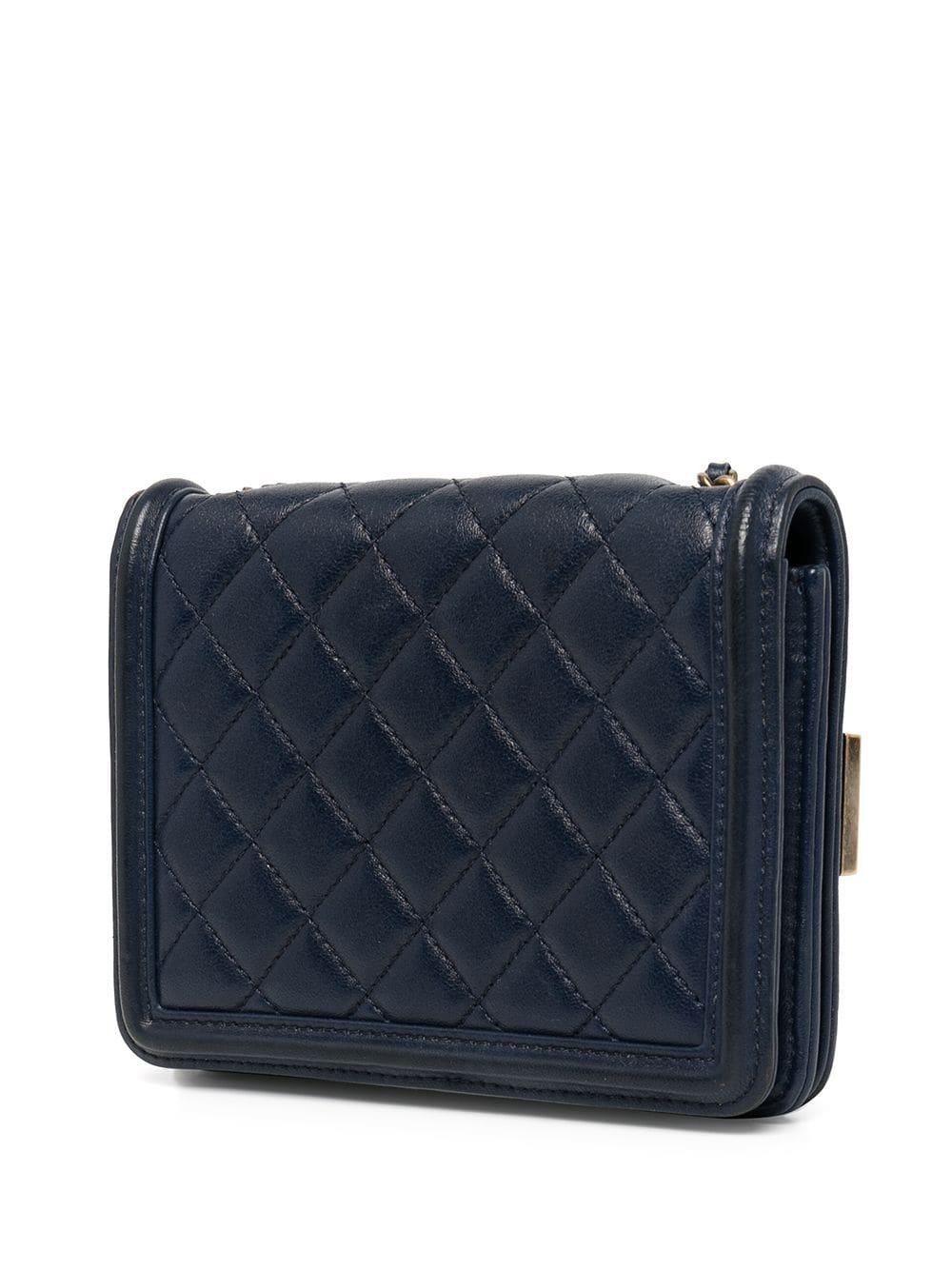 Chanel Handtasche Classic Flap Boy Brick Mini Studded Classic Logo CC Navy Blue Bag für Damen oder Herren im Angebot