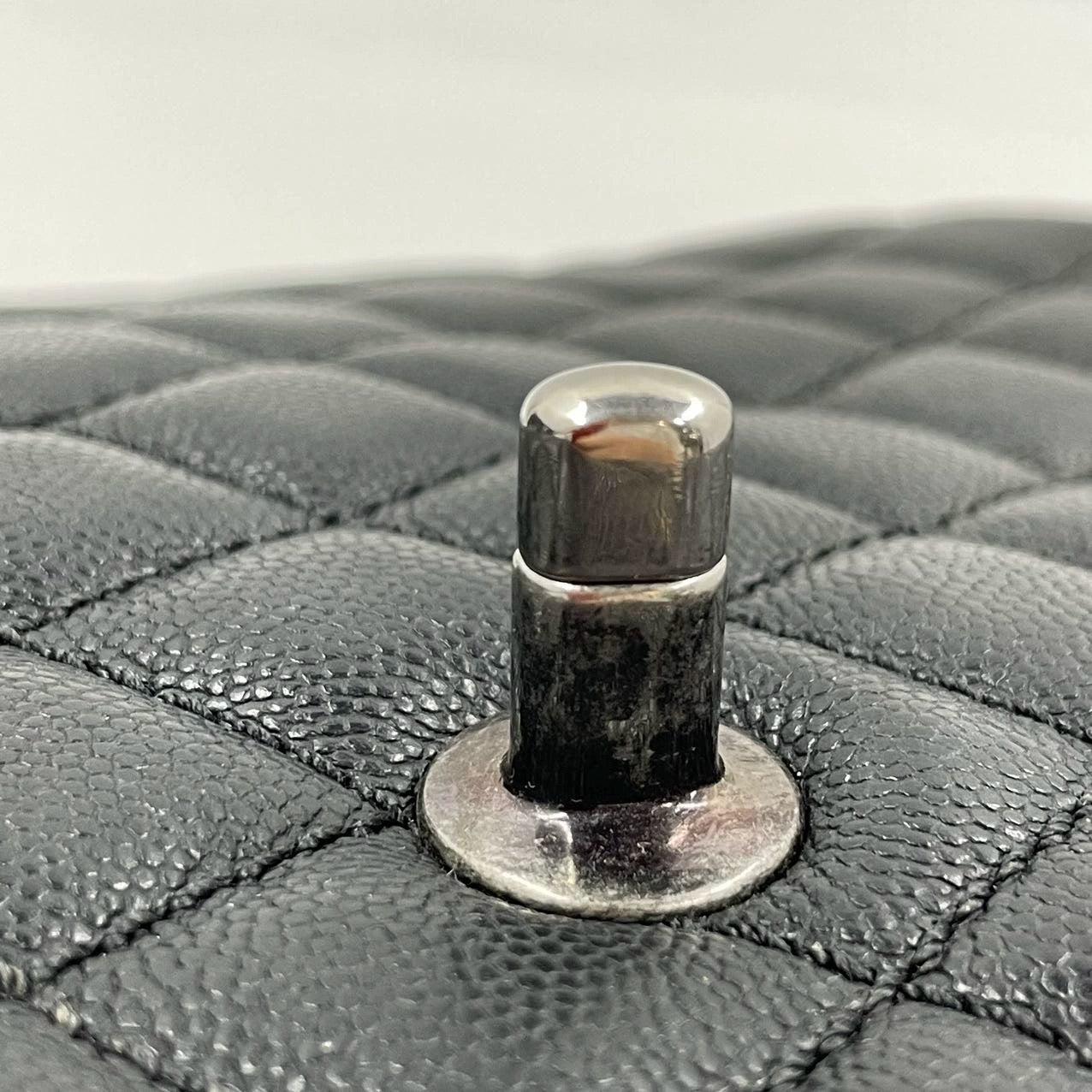 Coco Chanel Poignée Maxi Noir Cuir Caviar Bourgogne Lézard Poignée Argent 32cm 9
