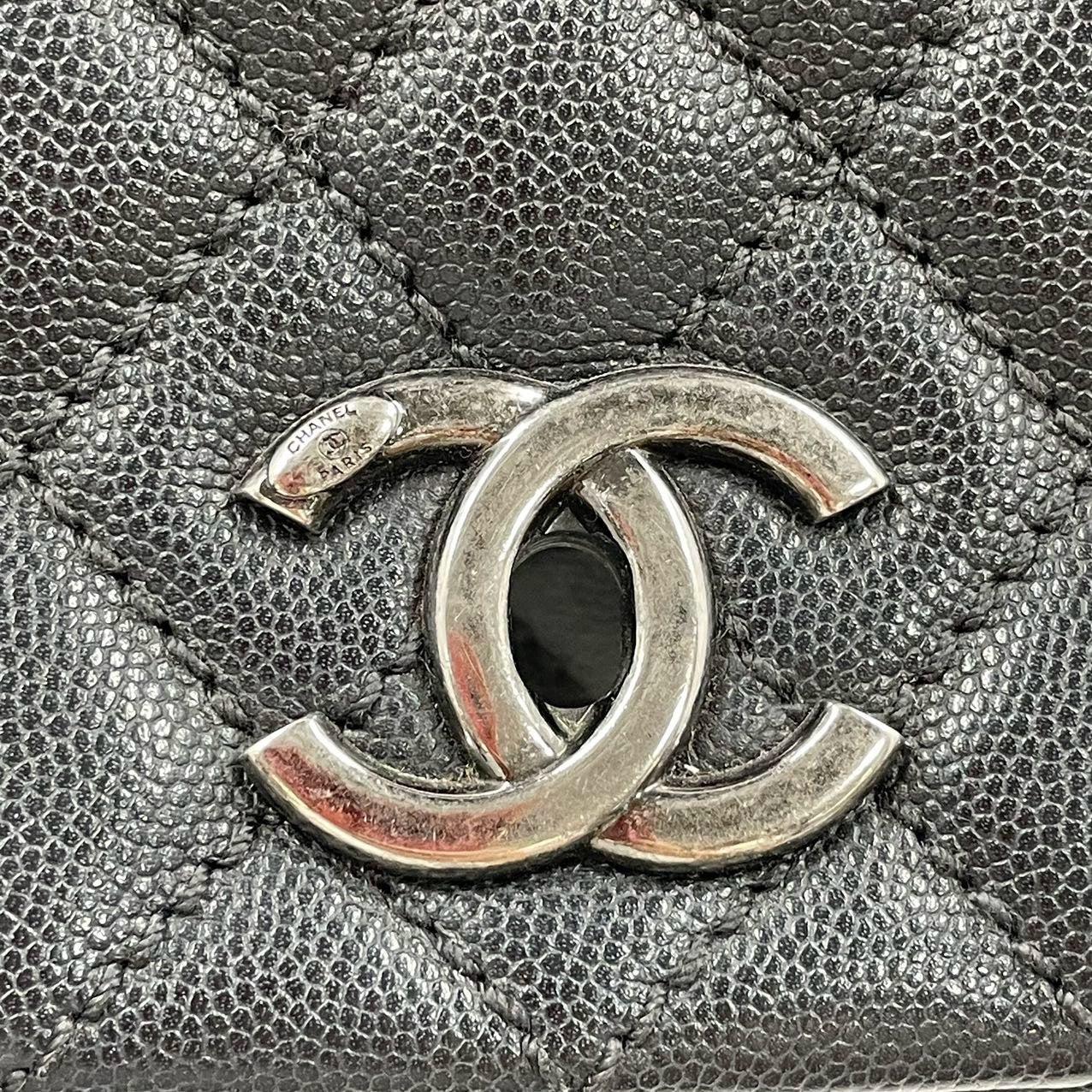 Coco Chanel Poignée Maxi Noir Cuir Caviar Bourgogne Lézard Poignée Argent 32cm 11