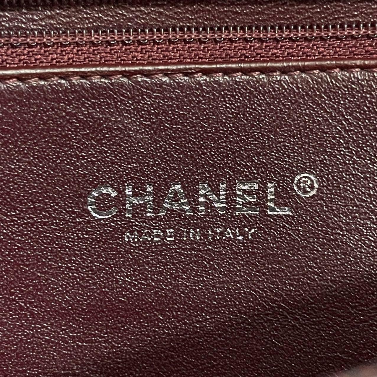 Coco Chanel Poignée Maxi Noir Cuir Caviar Bourgogne Lézard Poignée Argent 32cm 5