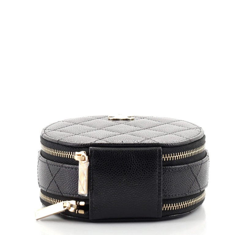 Chanel Handle With Care Round Vanity Case with Chain Quilted