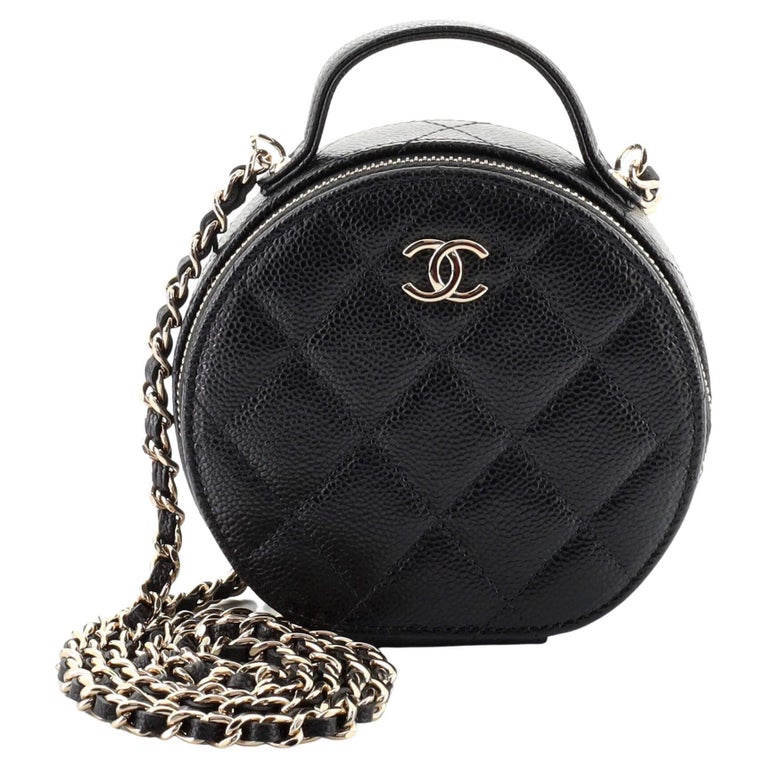 Chanel Handle With Care Round Vanity Case - White Crossbody Bags