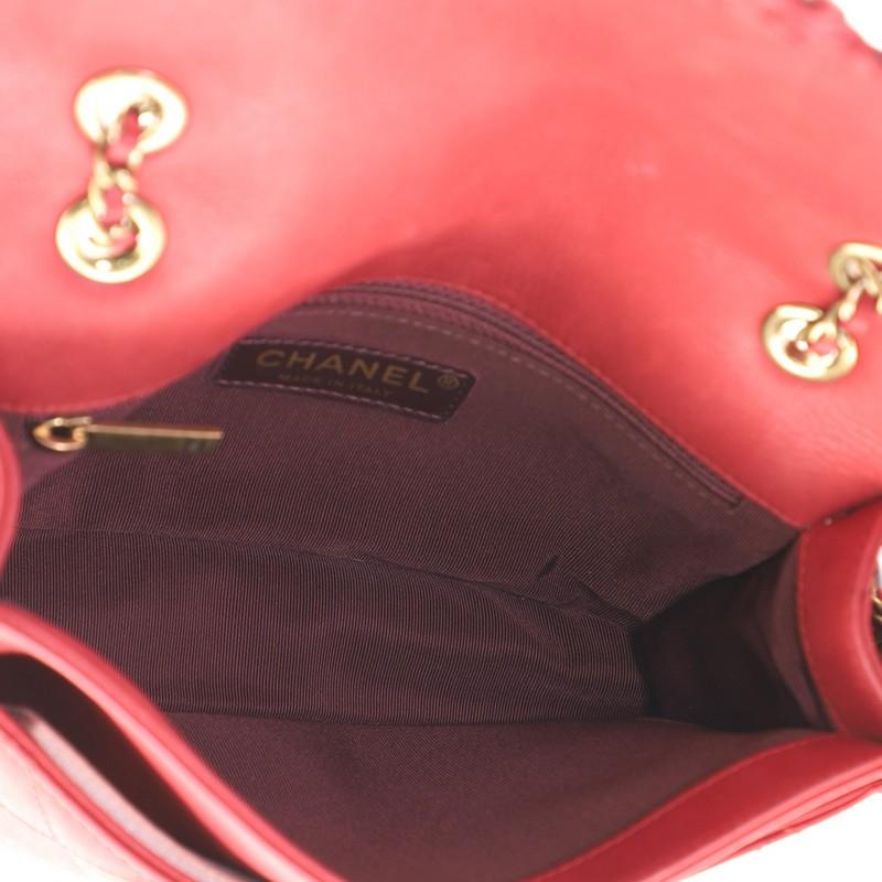 Red Chanel Happy Stitch Flap Bag Quilted Velvet Calfskin Small