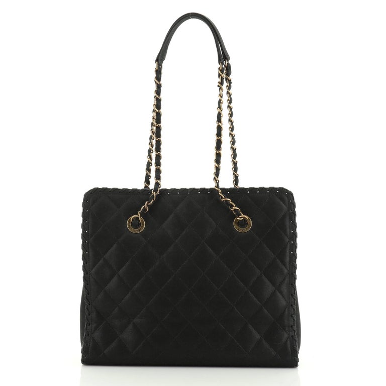 Chanel Happy Stitch Tote Quilted Velvet Calfskin Small at 1stDibs