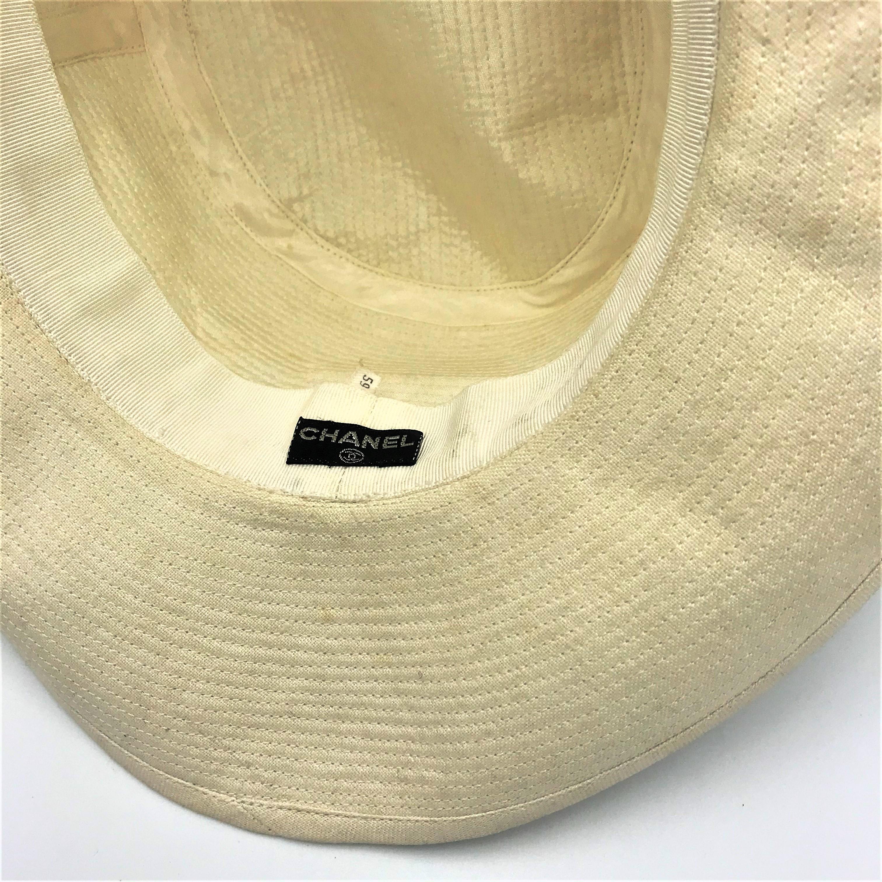 CHANEL HAT beige cotton size 59  In Good Condition In Stuttgart, DE