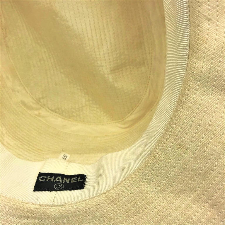 CHANEL HAT beige cotton size 59  For Sale 3