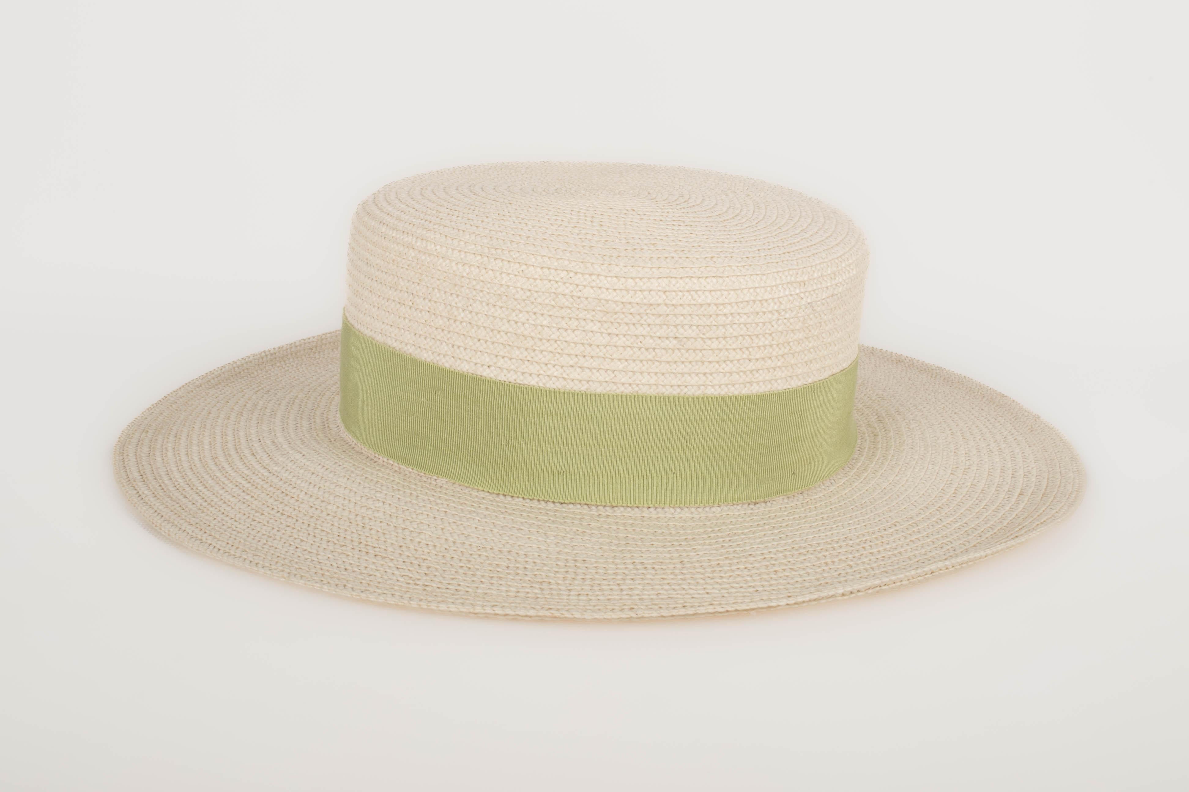 Chanel hat boater-style (Attributed to) In Excellent Condition For Sale In SAINT-OUEN-SUR-SEINE, FR