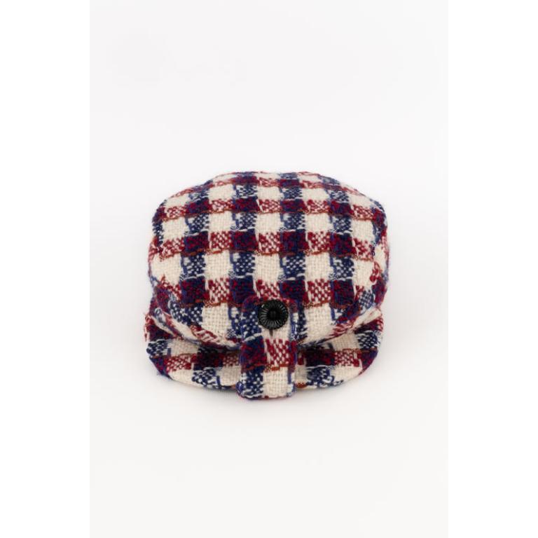 Brown Chanel Hat/Cap in Blue and Red For Sale