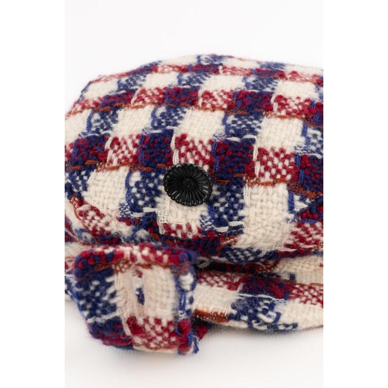 Chanel Hat/Cap in Blue and Red For Sale 1