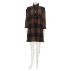 CHANEL HAUTE COUTURE 1960s Black and Multicolored Plaid Boucle Coat