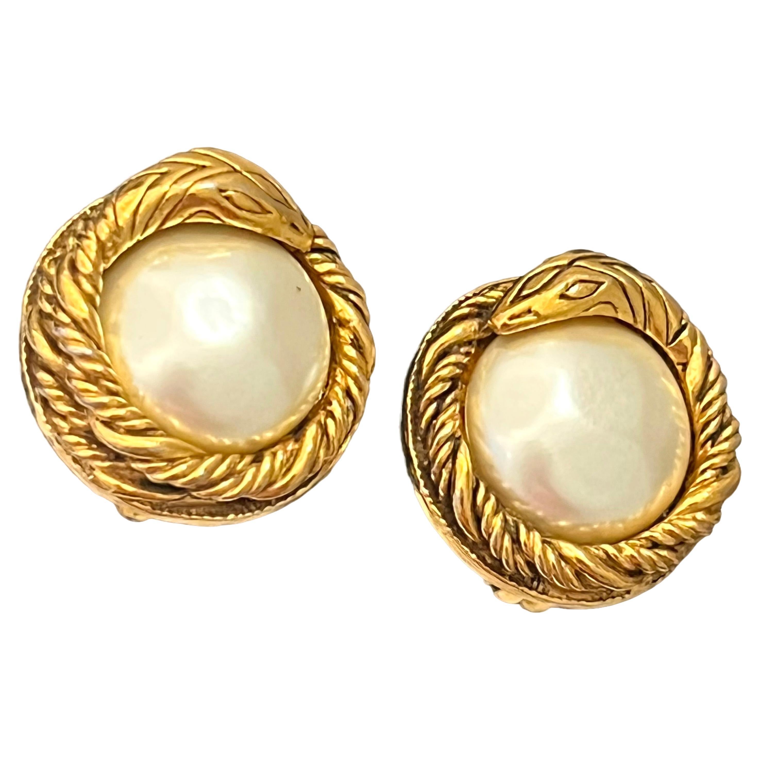 Chanel haute couture 1970’s snake clip on earrings 