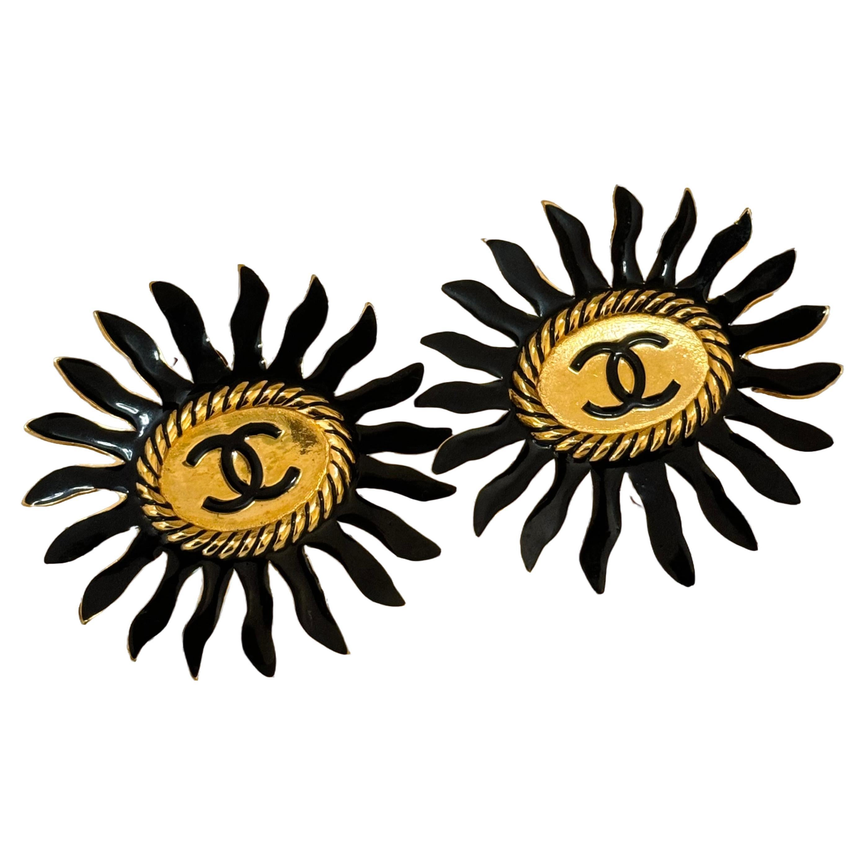 Chanel Haute Couture 1980’s sun clip on earrings 