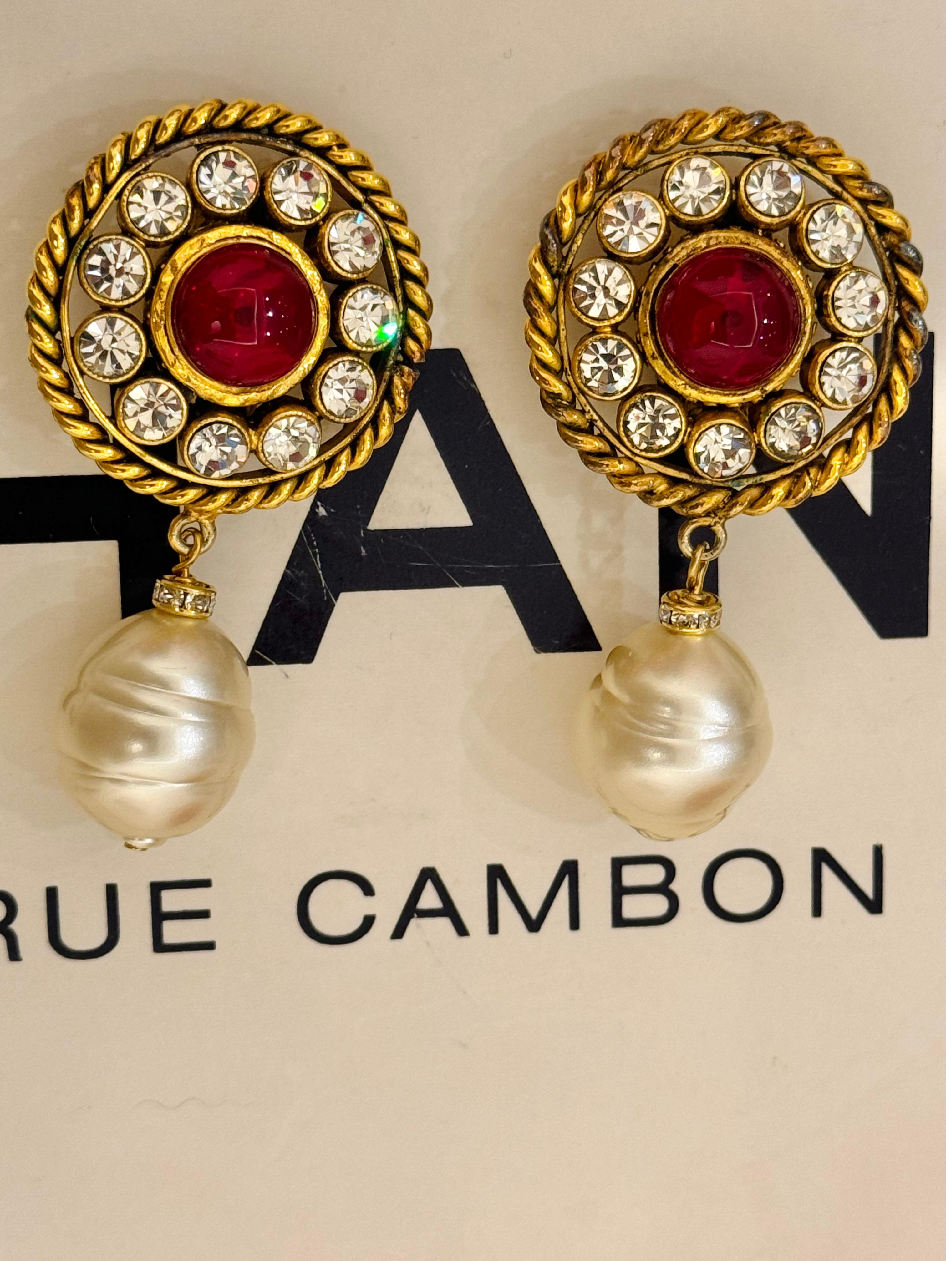 Chanel Haute Couture 1986 Boucles d'oreilles à clip Gripoix en vente 1