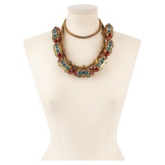 Chanel Haute Couture Belt/ Necklace with Rhinestones, Pink and Blue Glass Paste