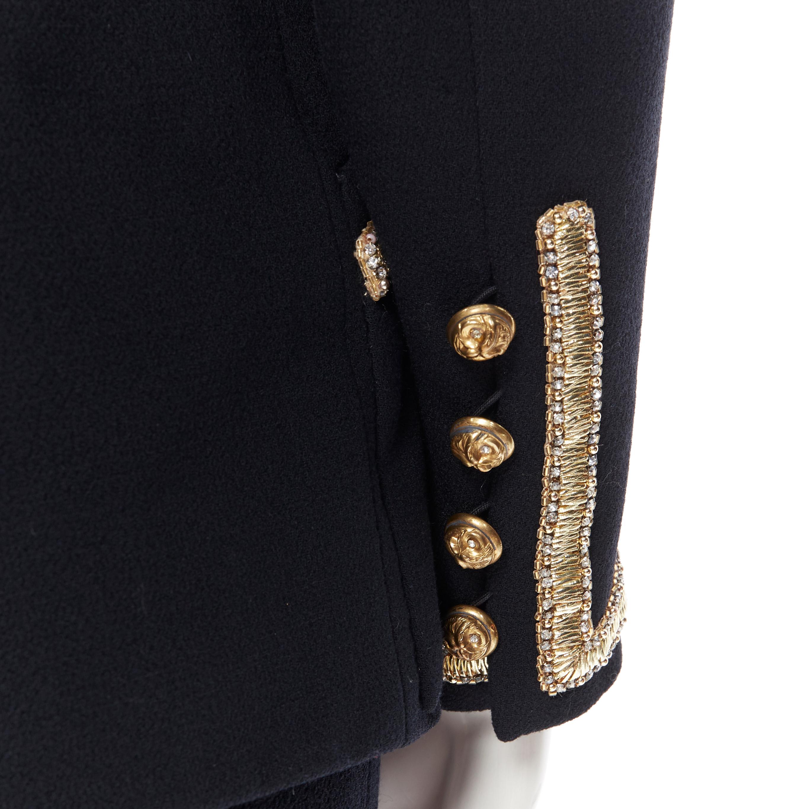 CHANEL HAUTE COUTURE black crystal bead embellished 4 pocket jacket skirt suit 6