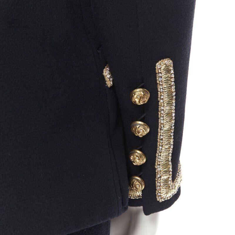 CHANEL HAUTE COUTURE black crystal bead embellished 4 pocket jacket skirt suit 4