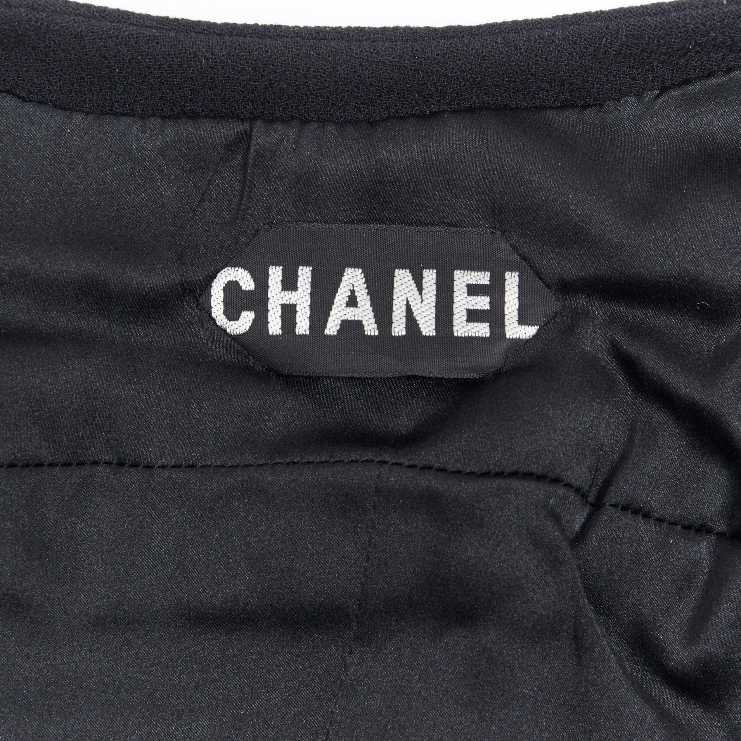 CHANEL HAUTE COUTURE black crystal bead embellished 4 pocket jacket skirt suit 7