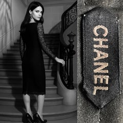 Chanel Haute Couture Black Silk Guipure Lace Cocktail Dress Numbered LBD 1980s