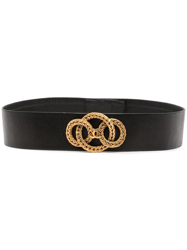 Chanel Haute Couture Black Woven CC Detail Belt For Sale at 1stDibs