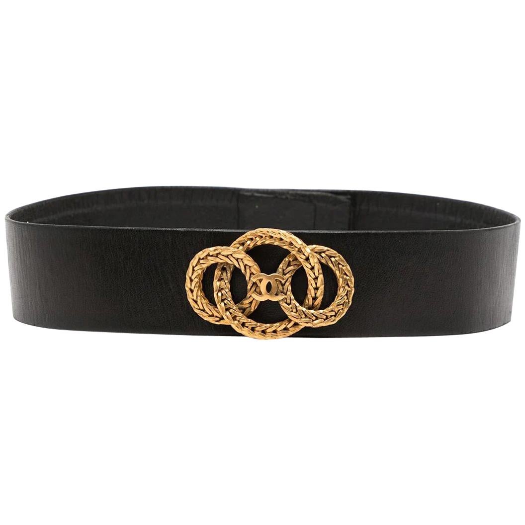 Chanel Haute Couture Black Woven CC Detail Belt