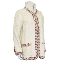 1980s Chanel Haute Couture Cream Broadtail Jacket