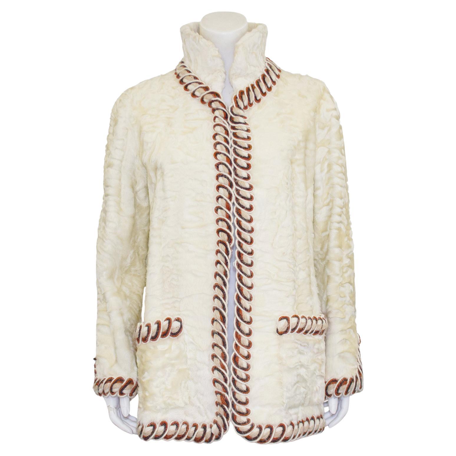 1980s Chanel Haute Couture Cream Broadtail Jacket 