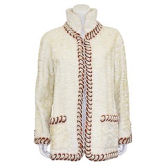 1980s Chanel Haute Couture Cream Broadtail Jacket 