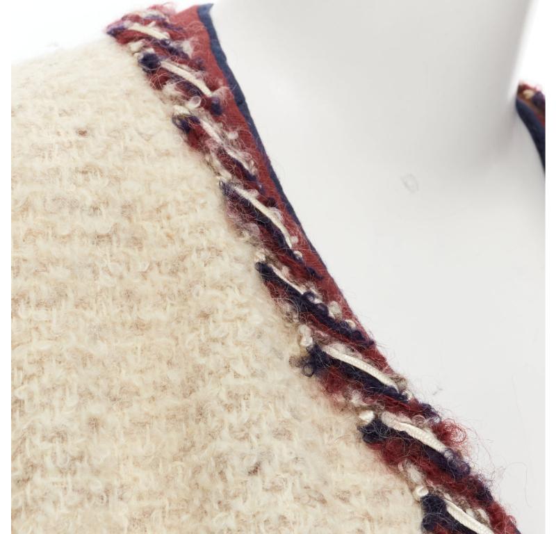 CHANEL Haute Couture ecru boucle tweed oval pocket nautical 2 piece jacket FR38 7