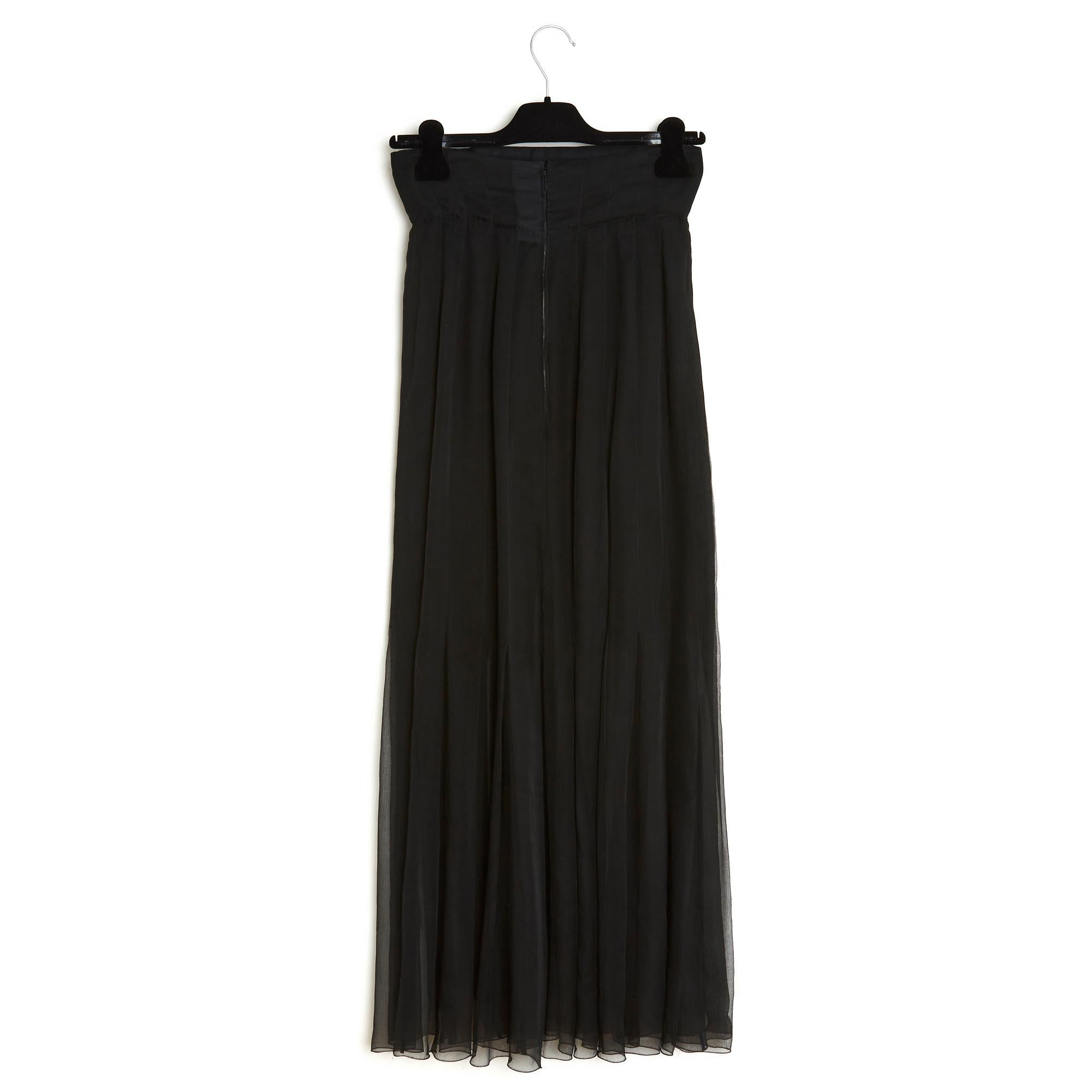 Women's or Men's Chanel Haute Couture FR34 Black silk Chiffon skirt  For Sale